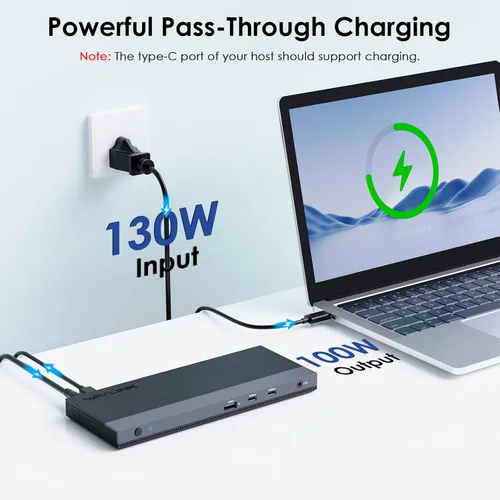 Miniatura 6 de WAVLINK Estación de acoplamiento USB C con monitor dual para portátil Dell/Lenovo/HP/XPS, adaptador multipuerto USB-C Hub Dongle Dock con 2 HDMI