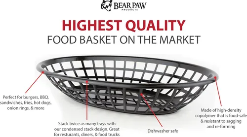 Miniatura 2 de Bear Paws - Cestas de comida - Cesta de plástico - Cestas de pan ovaladas - Cesta para servir - Cestas de restaurante - Bandeja de delicatessen