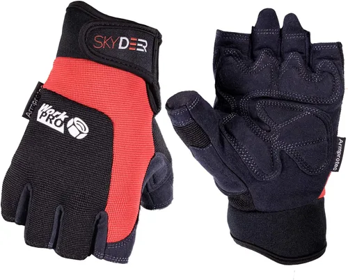 Miniatura 5 de SKYDEER Guantes de trabajo sin dedos – Guantes de gimnasio de cuero sintético de alto rendimiento, resistentes al agua, agarre antideslizante
