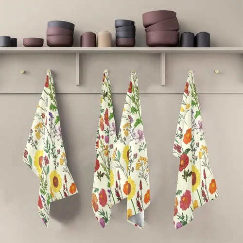 Miniatura 5 de GAIREG Retro Wildflowers Botanical Yellow Dish Towels for Kitchen, 28x18 Inches Absorbent Decorative Hand Towels for Kitchen, Set of 4
