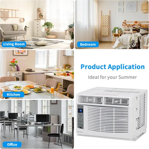 Miniatura 7 de ROVSUN - Aire acondicionado de ventana de 6000 BTU, unidad de aire acondicionado 3 en 1 para ventana, funciona como enfriador, deshumidificador
