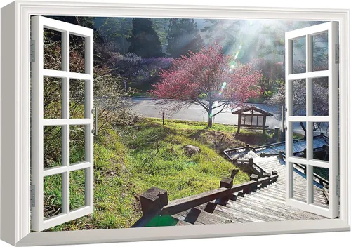 Miniatura 16 de Cuadro decorativo con diseño de ventana moderna blanca con vista, de la marca Wall26®