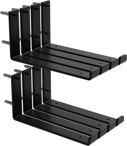 Miniatura 10 de Paquete de 8 soportes de estante de 7.25 pulgadas de largo x 4 pulgadas de alto x 1.5 pulgadas de ancho, soporte de estante flotante de hierro
