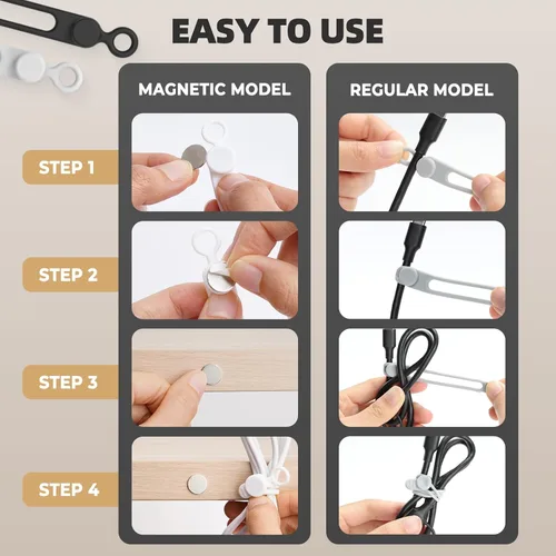 Miniatura 5 de Bridas de silicona para cables, organizadores magnéticos de cables de datos, reutilizables, organizador de cables, correas de cable de sujeción