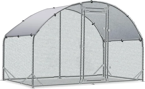Miniatura 10 de TOLEAD Gallinero de metal grande mejorado con malla de alambre de tres soportes, corral de pollo, con cubierta resistente al agua y anti-UV, casa