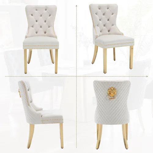 Miniatura 8 de Juego de 2 sillas de comedor de terciopelo, sillas de comedor tapizadas, sillas modernas de mediados de siglo con respaldo capitoné de enrejado