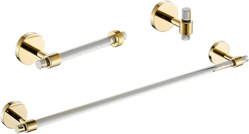 Miniatura 9 de SHUNLI Juego de accesorios de baño 4 piezas montadas en la pared, toallero+soporte para toallas de mano+soporte para papel higiénico+gancho, latón