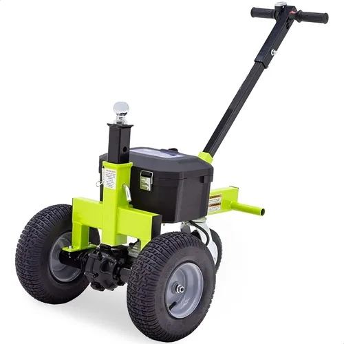 Tow Tuff Plataforma rodante eléctrica para remolque con neumáticos de 13" y rueda giratoria de 8", capacidad de 3500 lb, verde - Altura de bola