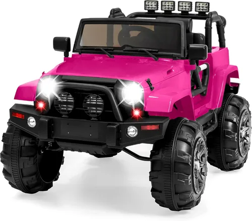 Best Choice Products Camión de paseo para niños de 12 V, auto de juguete a batería con suspensión de resorte, control remoto, 3 velocidades, luces