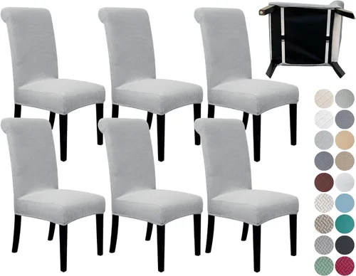 Miniatura 33 de SPRINGRICO Paquete de 2 fundas para sillas de comedor con cinturón de seguridad, fundas elásticas para sillas Parsons lavables, fundas protectoras