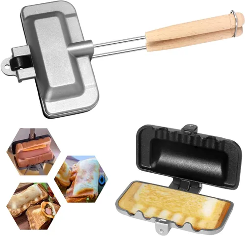 Sandwichera 4w1h – Prensa para perros calientes y panini con parte superior de estufa, parrilla antiadherente de doble cara, se adapta a panes