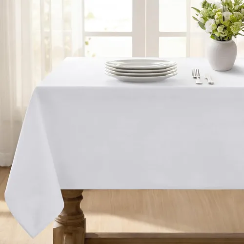 Miniatura 19 de Softalker Mantel rectangular, impermeable y resistente a las manchas, de tela, sin arrugas, lavable, cubierta de mesa de poliéster de 6.19 onzas por
