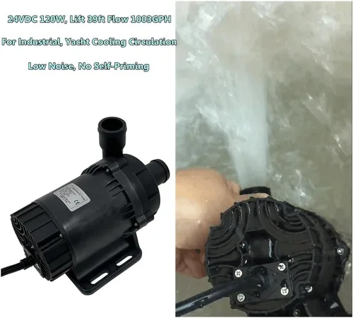 Miniatura 4 de SHYSKY Potente bomba sumergible de agua DC sin escobillas de 24 V 120 W DC60B-24120A-1, 39.4 ft 39 pies 1003 GPH, velocidad/flujo ajustable