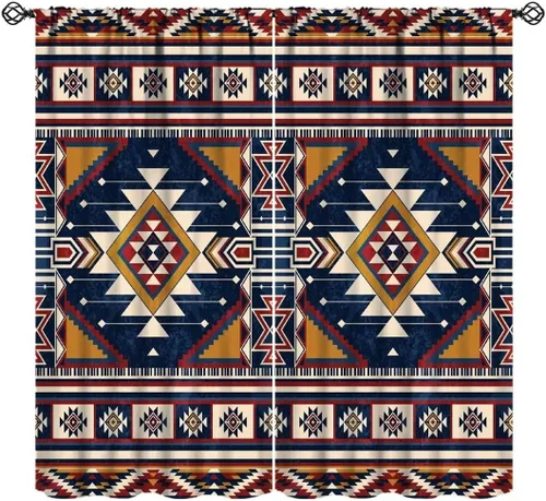 Miniatura 14 de Cortinas aztecas tribales, cortinas nativas, boho, cráneo, patrón tribal nativo, oscurecimiento de habitación, bolsillo para barra, tratamiento