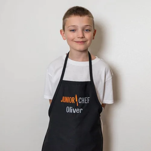 Miniatura 4 de Delantal personalizado bordado Junior Chef Kids Delantal Negro