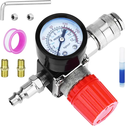 Miniatura 18 de Válvula de control universal del interruptor de presión del compresor de aire (90-120 PSI, 110V-240V) con regulador de 0-180 PSI y válvula de alivio
