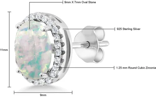 Miniatura 6 de Gem Stone King 3-5 Cttw Gemstone Birthstone Halo Earrings For Women 9X7MM Oval Cut 925 Sterling Silver Fine Jewelry Gifts for Her Mom Women Wife
