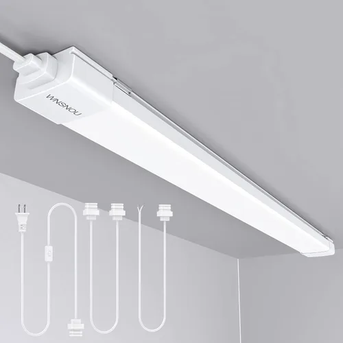 Miniatura 9 de WNSNOU Lámpara de Tubo LED con Enchufe, Luz Utilitaria de Tienda de 1.4 pies, 1800 LM, 5000 K, Luz de Gabinete Enlazable para Garaje, Cocina, Baño