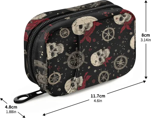 Miniatura 3 de Pastillero de viaje con forma de calavera roja con forma de corazón rojo semanal pequeño (cota), pastillero para 7 días, soporte para vitaminas