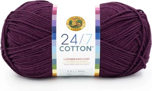 Miniatura 33 de Lion Brand Yarn, Hilo ligero mercerizado de algodón 24/7 para tejer, ganchillo y manualidades, Almirante, 1 paquete, 185 yardas de fibra natural