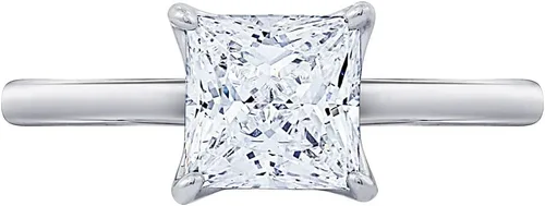 Miniatura 3 de Platinum or Gold plated Sterling Silver Princess-Cut Solitaire Ring made with Infinite Elements Cubic Zirconia