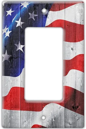 Miniatura 12 de Placa decorativa para interruptor de pared, placa decorativa de interruptor de bandera estadounidense, acabado de madera, ideal para porche y regalo