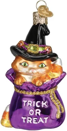 Old World Christmas Trick-or-Treat - Adorno de cristal soplado para árbol de Navidad, decoración navideña hecha a mano, colección de Halloween