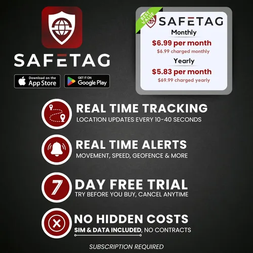 Miniatura 6 de SafeTag Mini rastreador GPS recargable 4G - 4G LTE, automóvil, furgoneta, motocicleta, etc. 34-205 países, seguimiento y notificaciones en tiempo