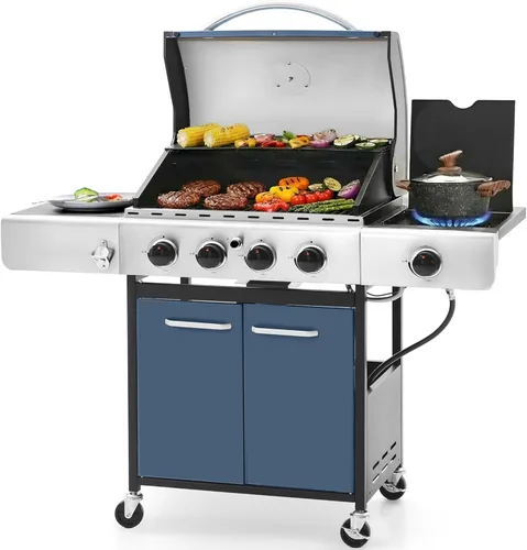 Miniatura 8 de Sophia & William Parrilla de barbacoa de gas propano de 6 quemadores con quemador lateral y rejillas de hierro fundido esmaltado de porcelana, combo