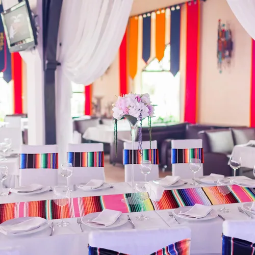 Miniatura 4 de Newwiee 12 bandas elásticas para sillas de comedor con temática mexicana, bandas de elastano para decoración con hebilla para bodas, eventos