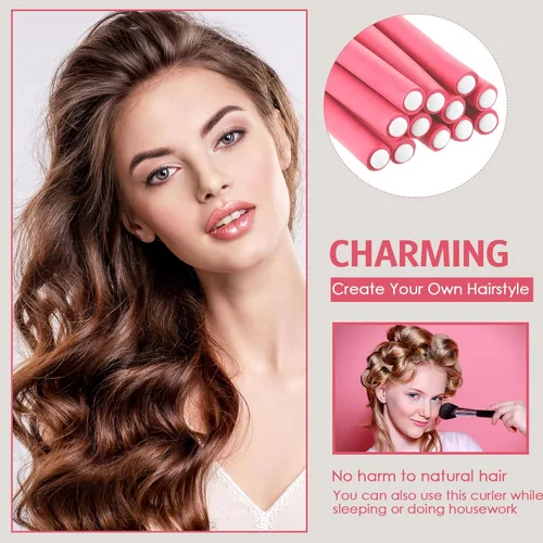 Miniatura 6 de Syhood 30 varillas rizadoras flexibles, rodillos de espuma suave, sin calor, 1 peine de cola de rata de acero para mujeres de cabello largo y corto