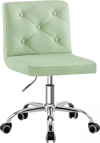 Miniatura 16 de VECELO Silla de tocador de cuero PU con respaldo medio sin brazos, altura ajustable, giratoria rodante 360° para trabajo en casa y oficina Púrpura