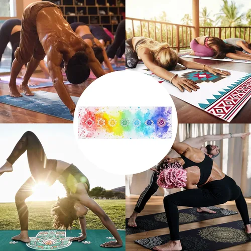 Miniatura 7 de Toalla para esterilla de yoga con bolsillos en las esquinas, toallas de yoga de microfibra para yoga caliente, antideslizantes, absorben la humedad