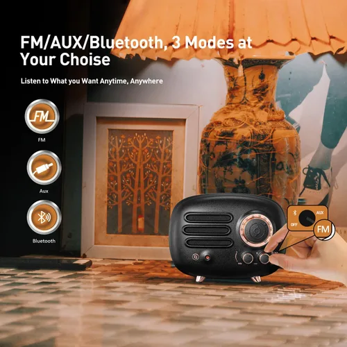 Miniatura 5 de Muzen Altavoz Bluetooth de radio, radio de metal pequeña Wild Radiooo, altavoces inalámbricos portátiles, radio FM recargable, carcasa exterior