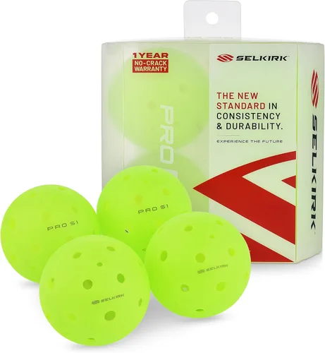 Selkirk Sport Pro S1 Ball | Resistente a las grietas | Bolas de pickleball para exteriores de 38 hoyos | Bola de pickleball aprobada por USAPA para