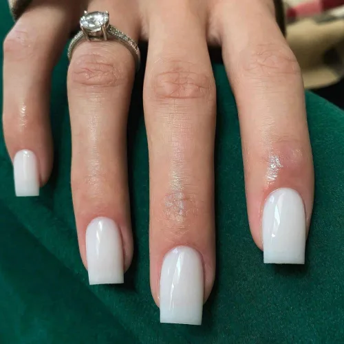 Miniatura 23 de Uñas postizas a presión color rosa bebé, uñas postizas cuadradas medianas con pegamento en uñas de longitud media, uñas acrílicas cortas