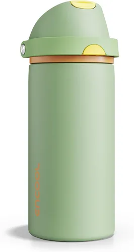 Miniatura 22 de ENCOOL Botella de agua aislada con popote, botella de agua de acero inoxidable con tapa de botón, a prueba de fugas y sin BPA, mantiene el frío Atún