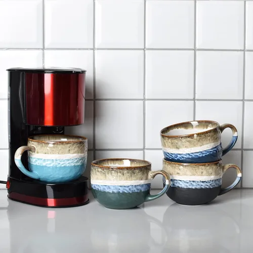 Miniatura 7 de Bosmarlin Juego de 2 tazas grandes de cerámica Jumbo Latte de 16 onzas, para café, sopa, capuchino, chocolate caliente, aptas para lavavajillas