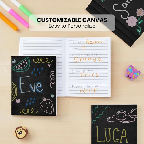 Miniatura 2 de Cuadernos pequeños a rayas a granel, cubierta de papel kraft negro, paquete de 48 mini diarios de composición de 4.25 x 5.5 pulgadas para niños