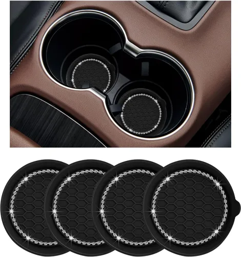 Ziciner 4 unidades de portavasos para automóvil, 3.15 pulgadas de silicona antideslizante, inserto para portavasos, tapete de copa de automóvil con