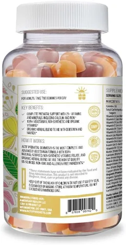 Miniatura 2 de ACTIF Gomitas prenatales con más de 27 vitaminas orgánicas y mezcla de hierbas orgánicas, sin OMG, 100% vegetarianas, 90 unidades, fabricadas