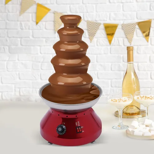Miniatura 5 de Fuente de chocolate comercial, 5 capas grande de fondue de queso de chocolate, torre de acero inoxidable, cascada de chocolate caliente para control