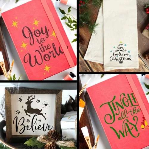 Miniatura 6 de Juego de 9 plantillas navideñas para pintar sobre madera, plantillas artísticas para dibujar, letreros, arte de pared, lienzo, tela, plantillas