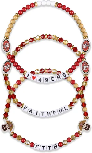 Miniatura 20 de FOCO NFL unisex-adult NFL Team Logo Officially Licensed 3-Pack Beaded Friendship Bracelets Cuentas