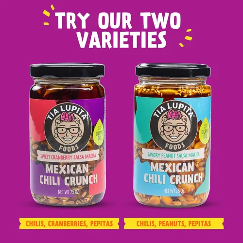 Miniatura 9 de Tía Lupita Mexican Chili Crunch – Salsa Macha, Aceite de Chile Morita Crujiente Sin gluten, sin OMG, vegano Variedad de arándano y maní