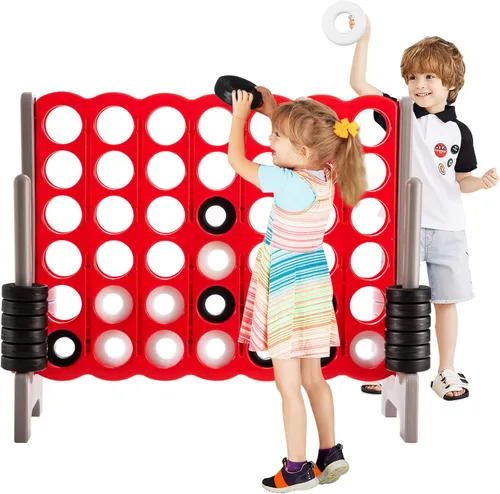 Miniatura 2 de ARLIME Juego gigante gigante de 4 en punta, juegos de patio trasero para niños y adultos, 4 en una fila con palanca de liberación rápida, 42 anillos