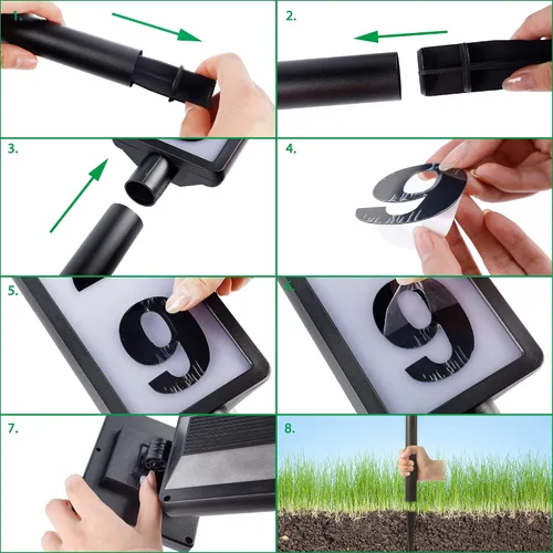 Miniatura 8 de FORUP Letrero de números de dirección de casa con luz solar, luz solar con números de casa, placa de dirección iluminada por LED para exteriores
