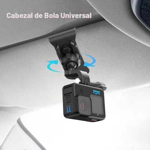 Miniatura 3 de Soporte para visera solar de automóvil, clip rápido con gancho universal en J de bola compatible con GoPro Hero 13 12 11 10 9 8 7 6 5 Negro, DJI