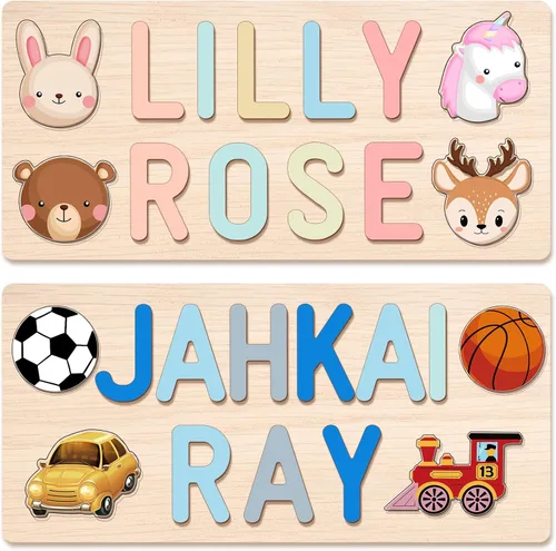 Miniatura 8 de Rompecabezas de nombre personalizado para niños, regalos personalizados para bebés, rompecabezas de nombres para niños pequeños de 1-3, primer