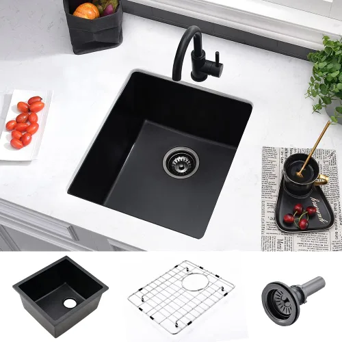 Miniatura 9 de Fregadero de barra negro Undermount-VASOYO - Fregadero de cocina pequeño de 10 x 18 pulgadas, fregaderos de cocina para exteriores, para caravana